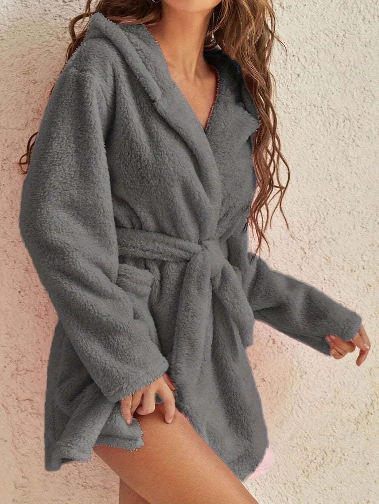 Women’s Thick Hooded Fleece Robe | Cozy Winter Bathrobe