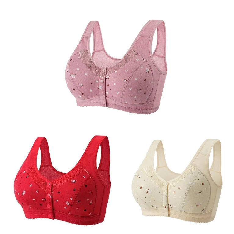 Front-Closure Seamless Bra Set – Wireless Sexy Lace Support