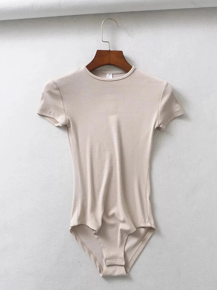 Button-Detail Short Sleeve Bodysuit | Sexy Slim-Fit Summer Romper