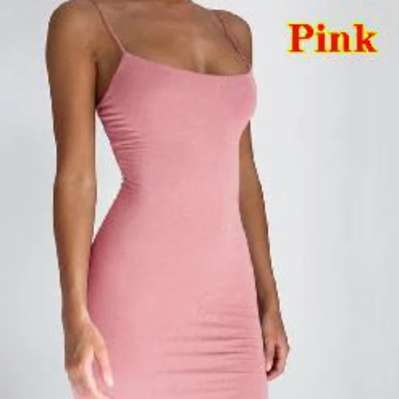 Sexy Spaghetti Strap Mini Bodycon Slip Dress Summer Club Outfit