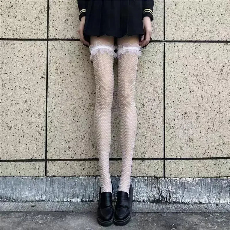 Women Over The Knee Lace Thigh High Socks Transparent Hosiery