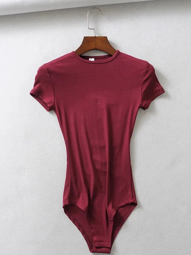 Button-Detail Short Sleeve Bodysuit | Sexy Slim-Fit Summer Romper