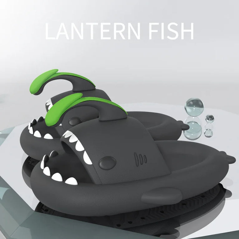 Glow-in-the-Dark Shark Slides | Thick Platform Summer Mules