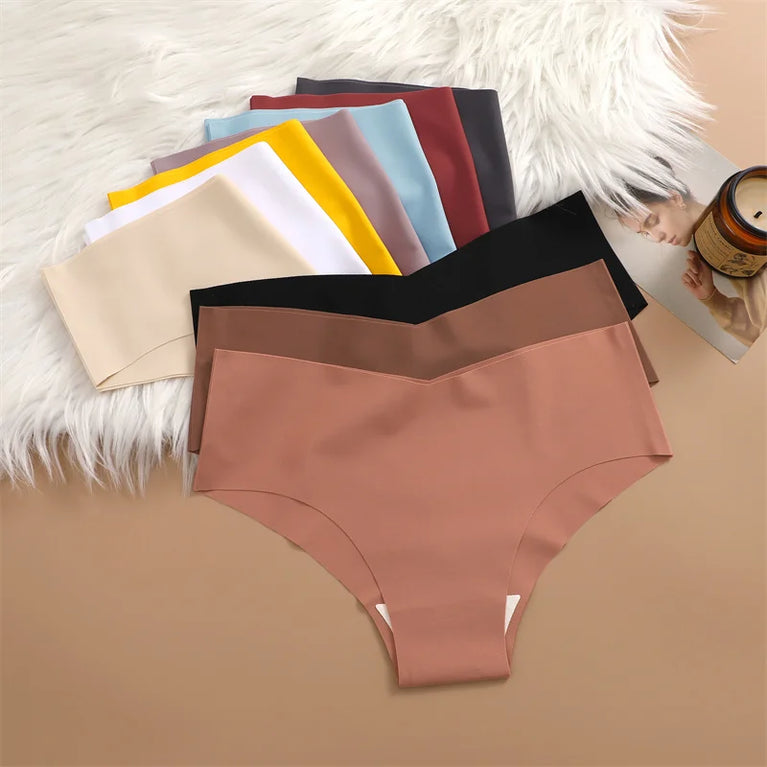 Seamless V-Waist Briefs (4-Pack) – Ice Silk Low-Rise Invisible Panties