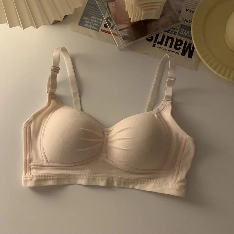 Pure Cotton Wireless V-Neck Bra | Anti-Sagging Comfort