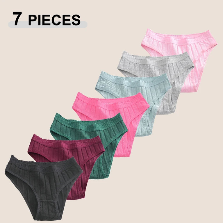 7pc Cotton Briefs | Seamless Mid-Rise Stripe Set