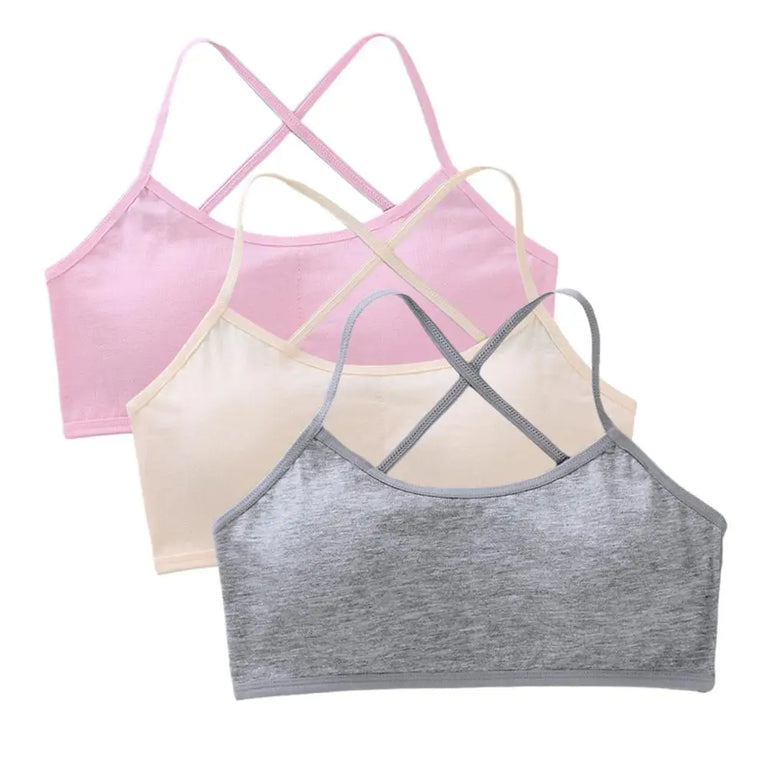 3-Pack Cotton Training Bras | Soft Teen First Camisole