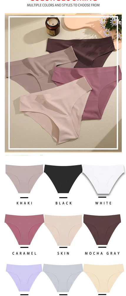 Sexy Ice Silk Women's Underwear – Low-Waist Seamless Invisible Briefs