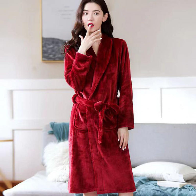 Unisex Fleece Bathrobe | Warm Thick Winter Sleepwear