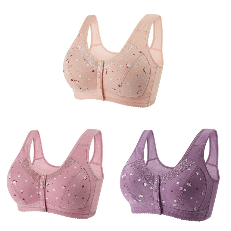 Front-Closure Seamless Bra Set – Wireless Sexy Lace Support