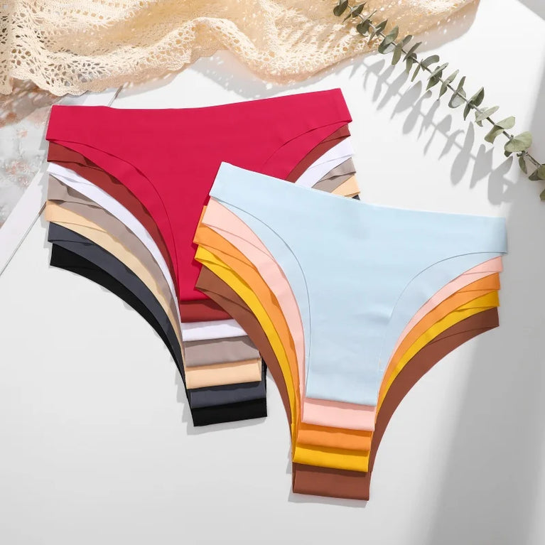 7pc Ice Silk Bikini Set | Seamless Low-Waist Briefs