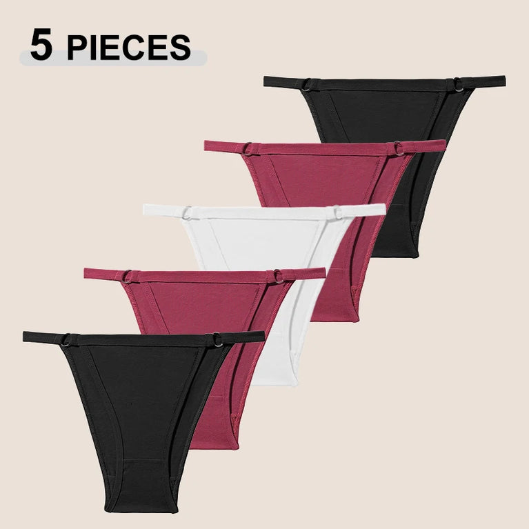 Seamless Cotton Bikini Briefs (6-Pack) – Low-Rise Adjustable Brazilian Panties