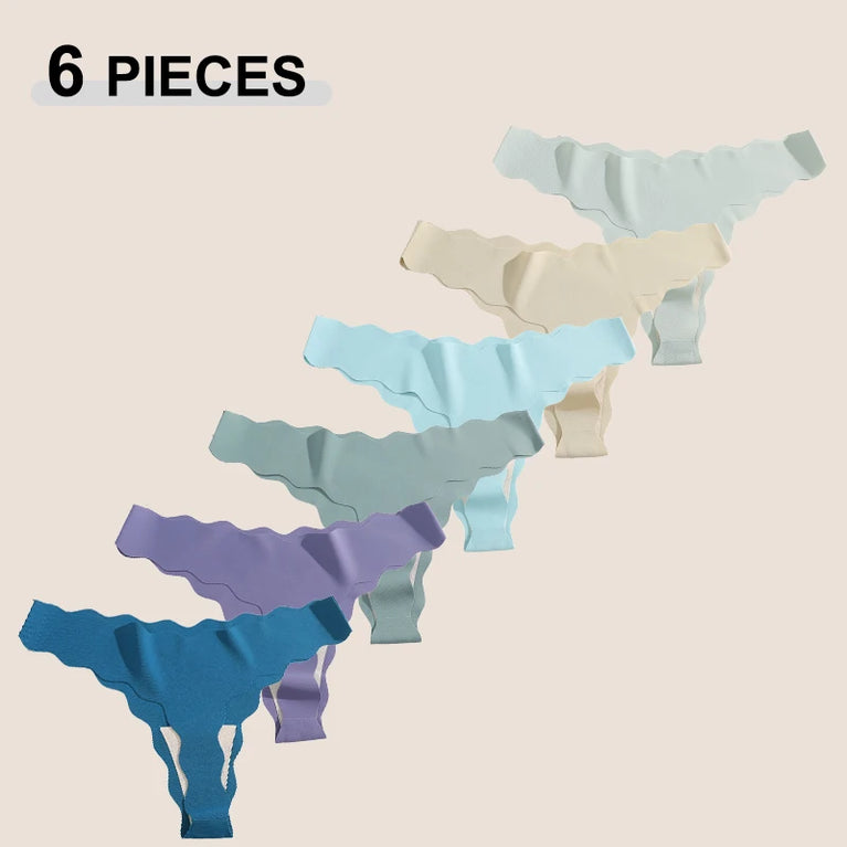 6pc Ice Silk Thongs | Traceless Wave Edge G-Strings