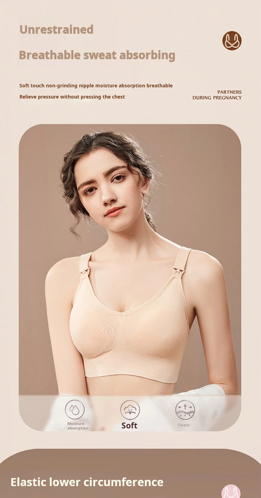 Seamless Maternity Nursing Bra – Wireless Push-Up Comfort
