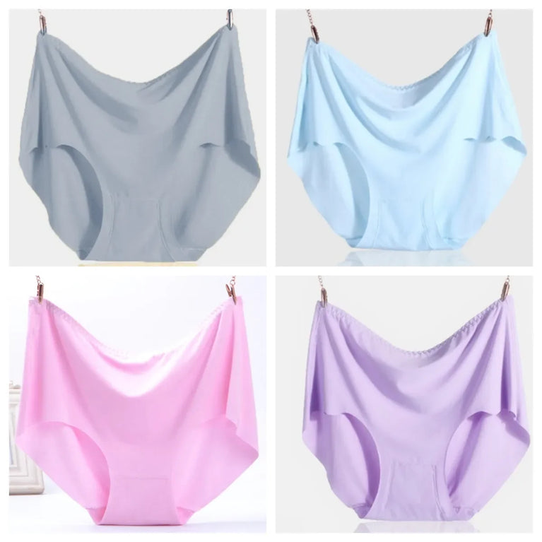 Ice Silk Plus Size Seamless Boyshorts (4-Pack) – Ultrathin Cooling Comfort