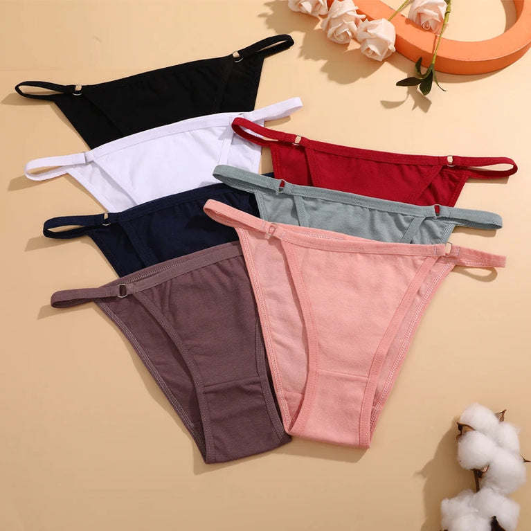 Seamless Cotton Bikini Briefs (6-Pack) – Low-Rise Adjustable Brazilian Panties