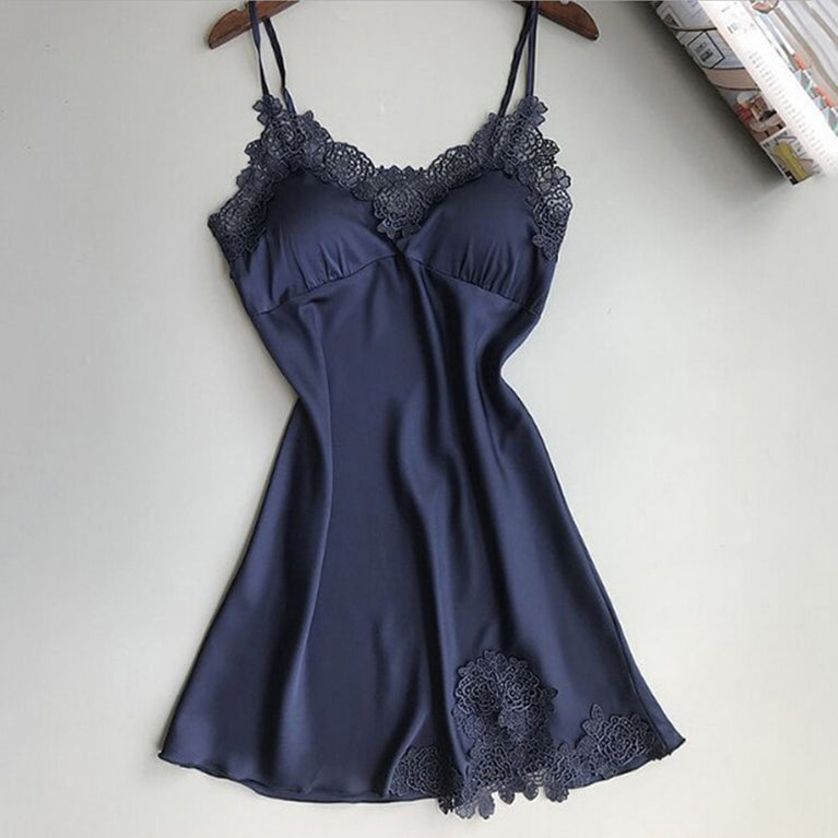 Women’s Sexy Lace Nightdress | Silk-Touch Robe & Briefs Set
