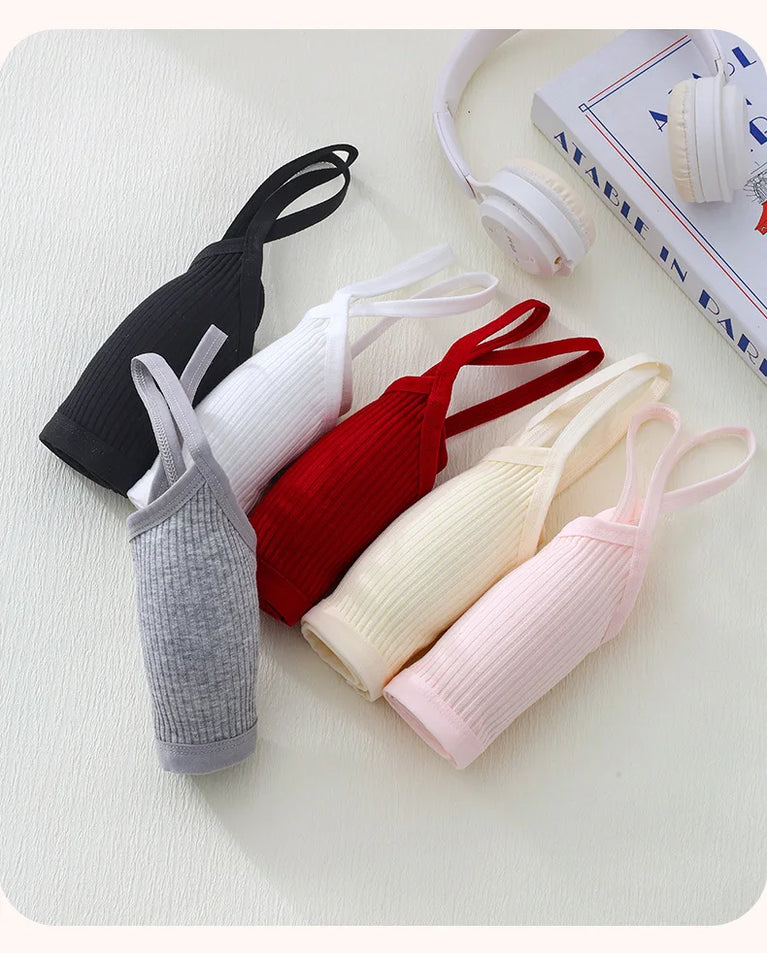 Ribbed Cotton Training Bra | Soft Girls' Sports Vest