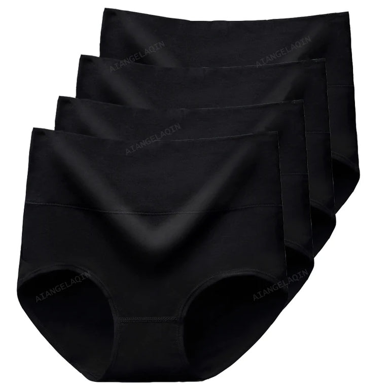 4-Pack Cotton Panties | High-Waist Abdominal Shaper
