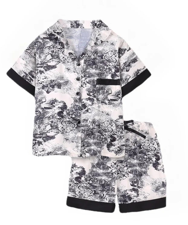 Women’s Ice Silk Sleepwear Set | Sweet Short Sleeve PJs