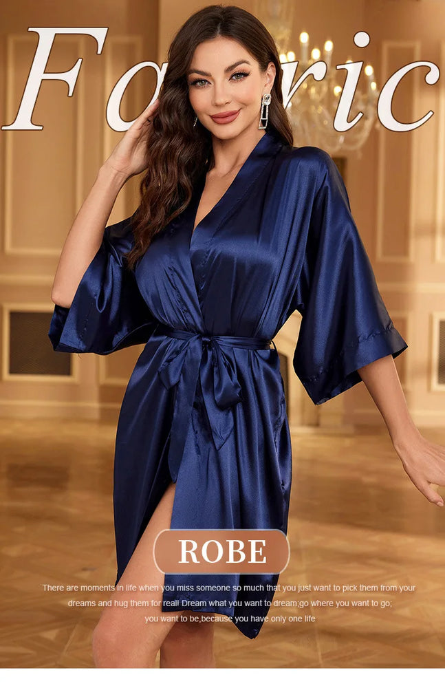 Short Silky Satin Robe | Bride & Bridesmaid Bathrobe