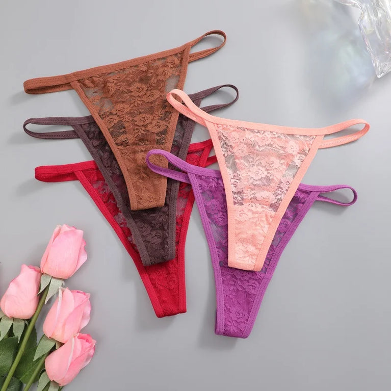 7pc Lace G-Strings | Floral Low-Rise Sexy Thongs