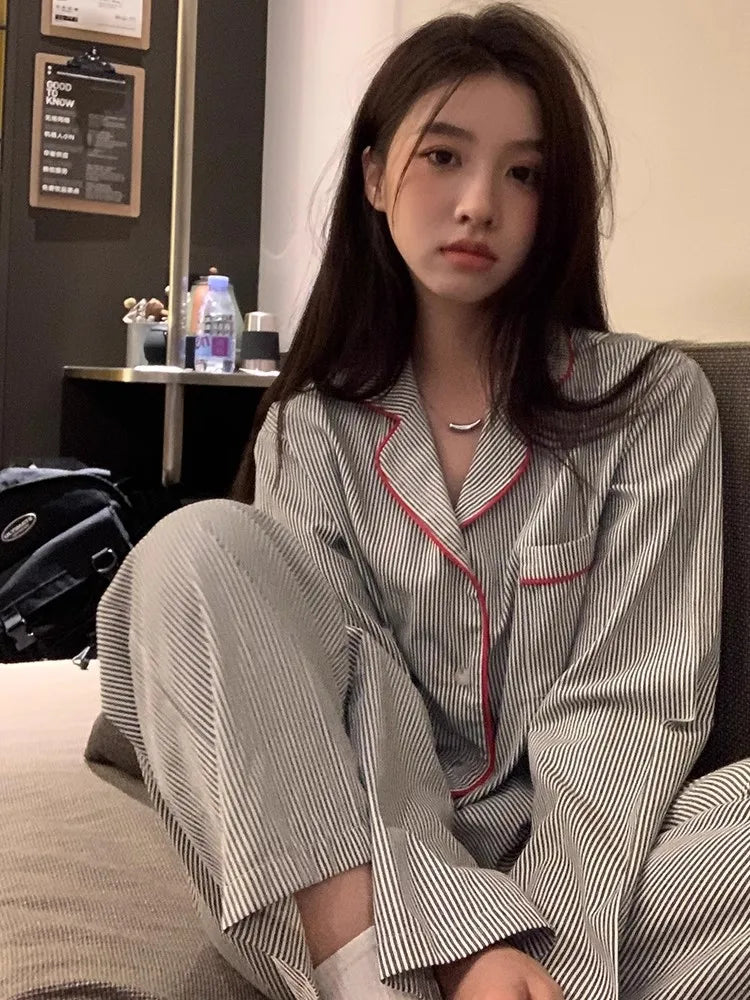 Women’s Soft Striped Pajama Set | Long Sleeve & Trousers