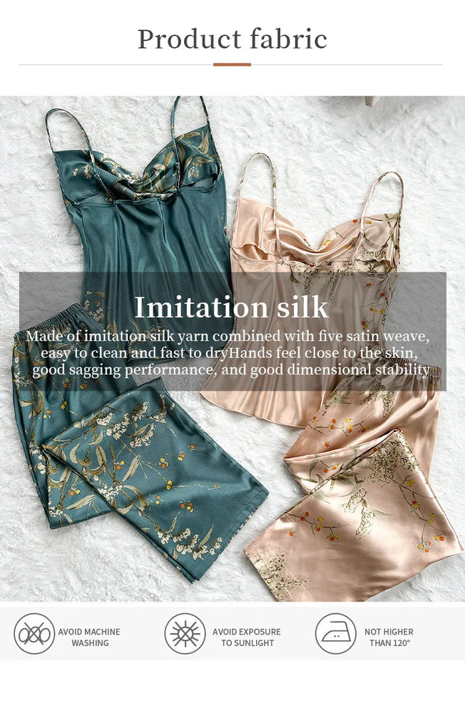 Women’s Sexy V-Neck Pajama Set | Sleeveless Cami & Pants