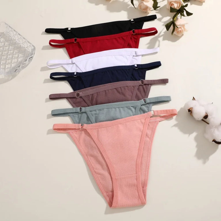 Seamless Cotton Bikini Briefs (6-Pack) – Low-Rise Adjustable Brazilian Panties