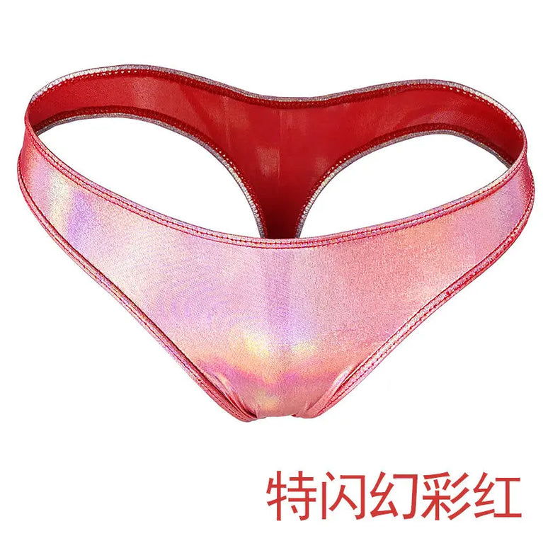 Glossy Gradient Bikini Thongs – Low-Rise Vibrant Swim & Beach G-Strings