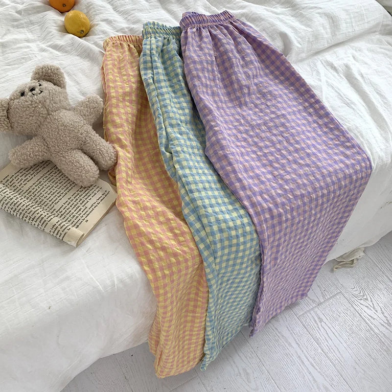 Loose Plaid Pajama Pants | Thin Summer Home Trousers