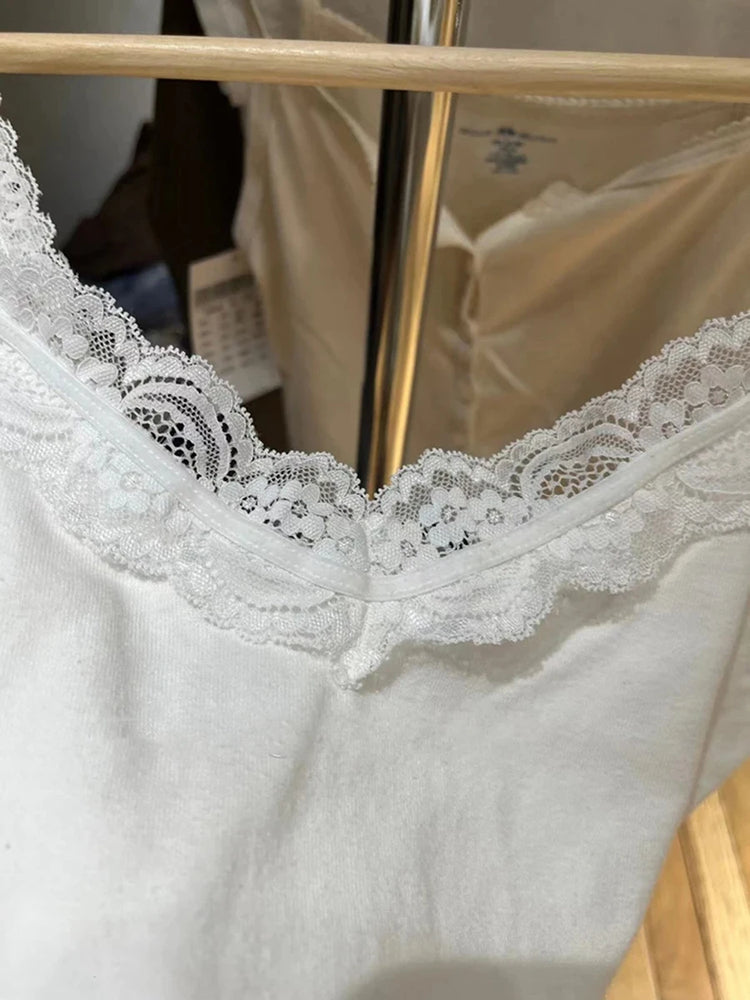 Vintage Lace Patchwork Tank Top | Sweet Y2K Summer Camisole