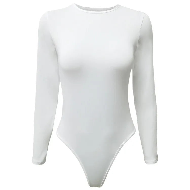 High-Stretch Long Sleeve Bodysuit | All-Season Bodycon Jumpsuit