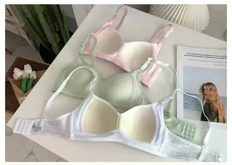 Seamless Cotton V-Neck Bralette | Wireless Summer Push-Up