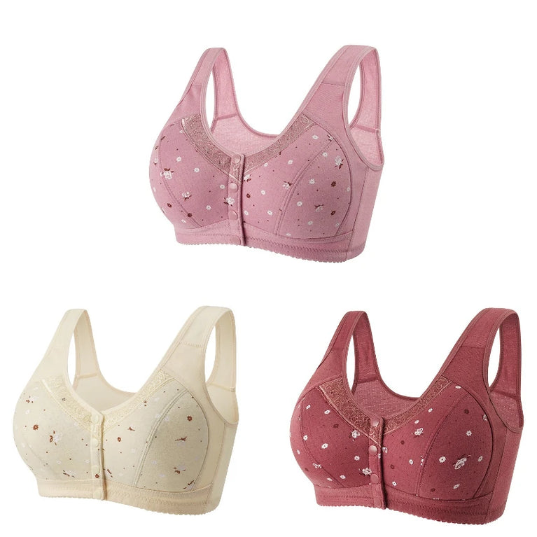 Front-Closure Seamless Bra Set – Wireless Sexy Lace Support
