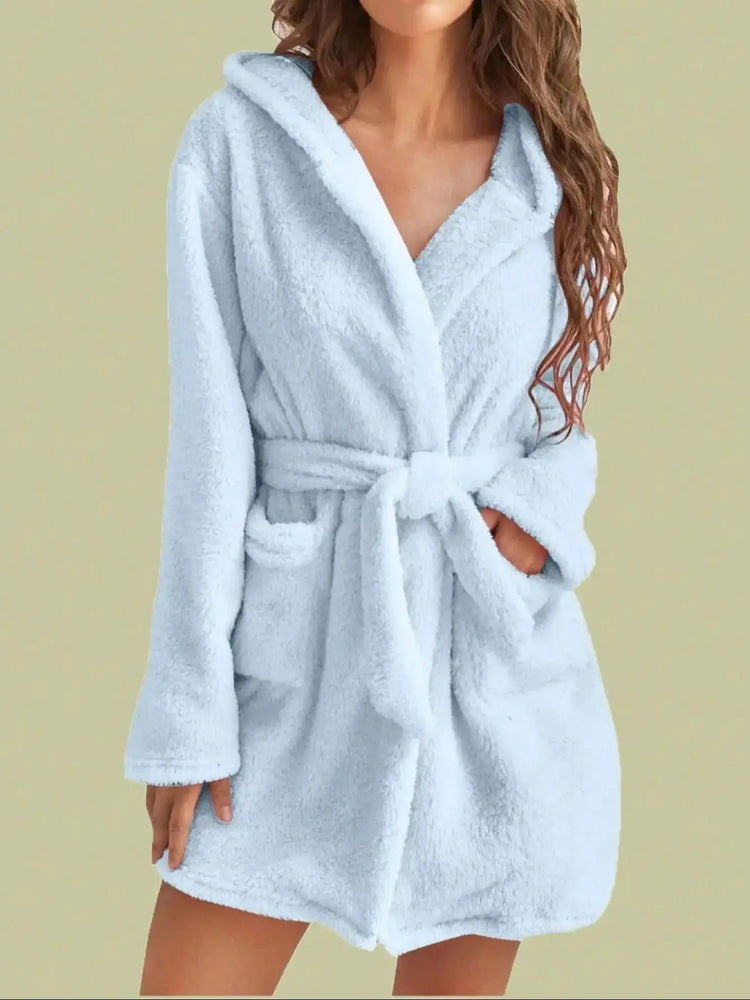 Women’s Thick Hooded Fleece Robe | Cozy Winter Bathrobe