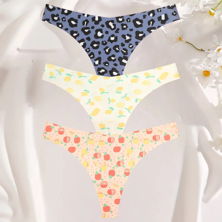 3-Pcs Sexy Colorful G-String Set – Seamless Low-Rise Bikini Thongs for Women (S-XL)