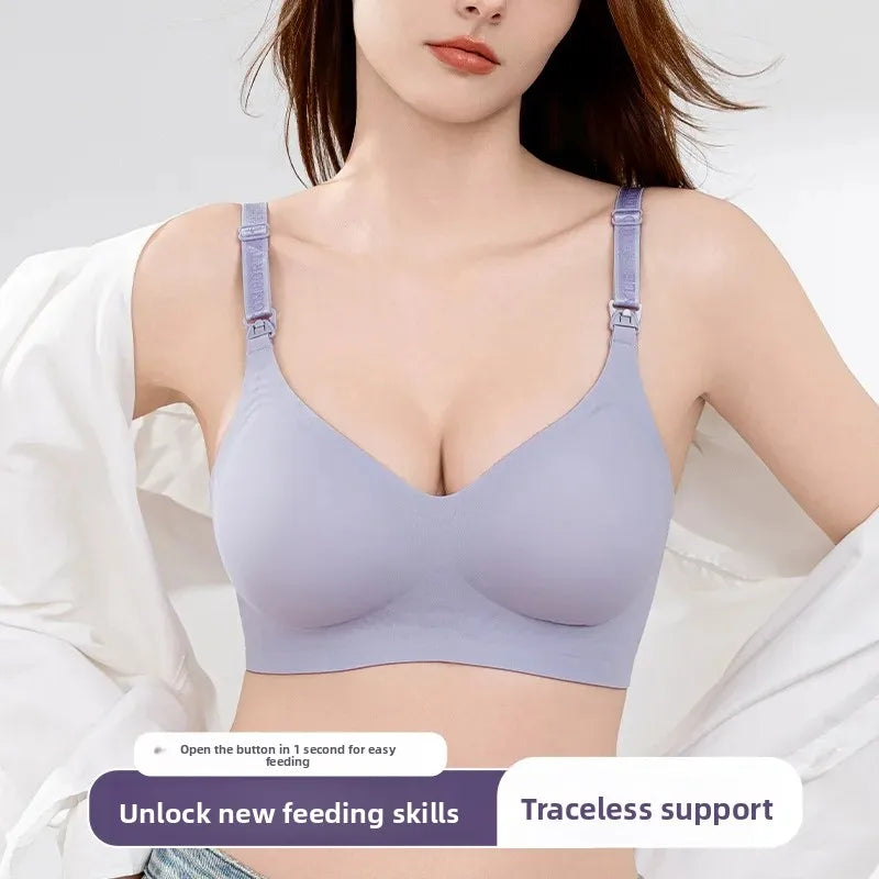 Seamless Letter-Strap Nursing Bra | Anti-Sagging Summer Fit