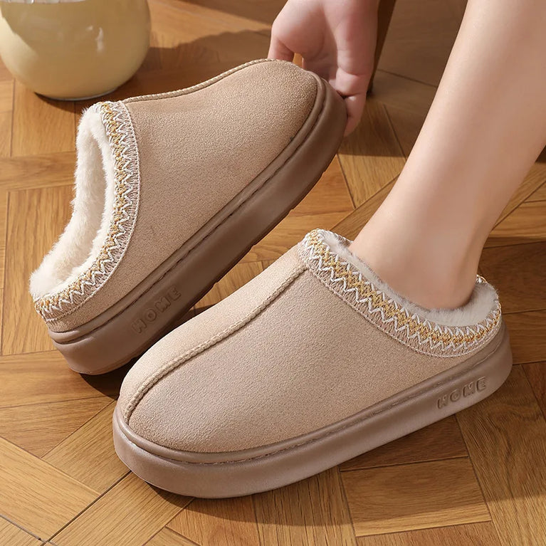 Plush Winter Platform Slippers | Warm Non-Slip Home Shoes