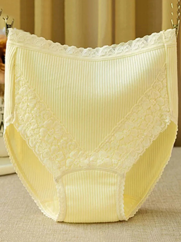 High-Waist Cotton Briefs | Seamless Lace-Trim Panties