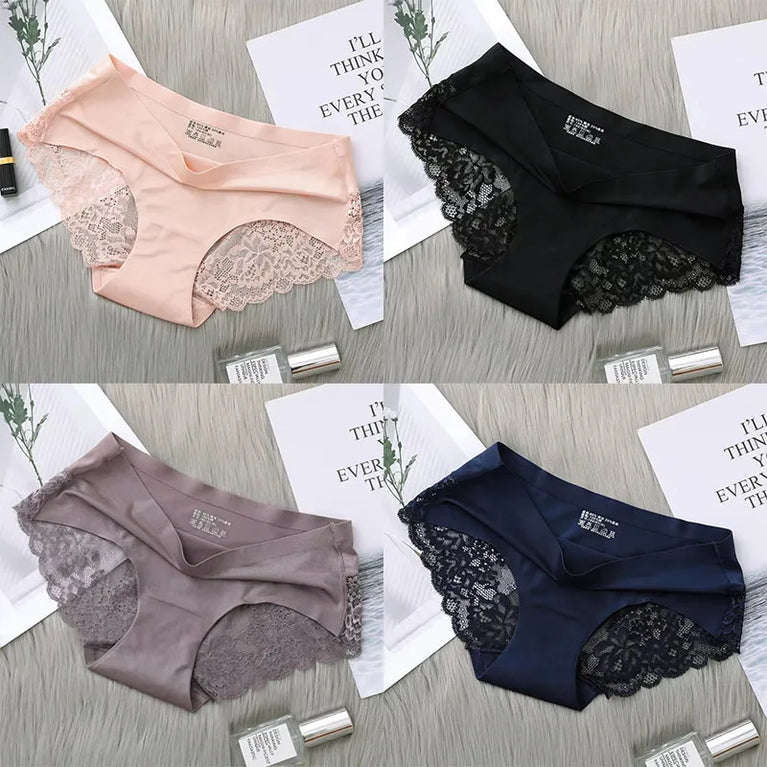 Silk-Satin Lace Briefs | Sexy Seamless Plus Size Lingerie