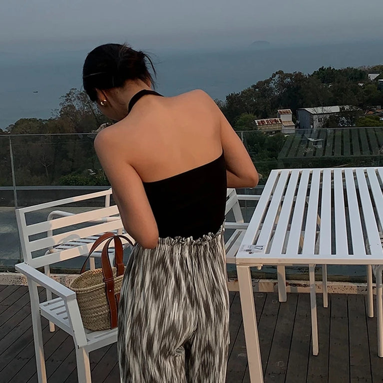 Neck Backless Crop Top | Cotton Streetwear Tank Vest