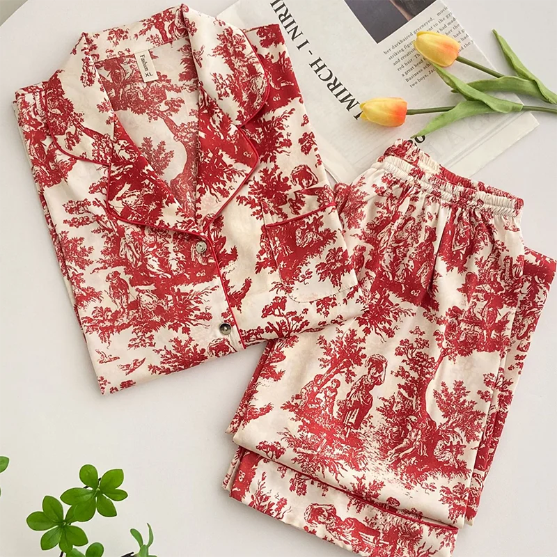 Elegant Floral Satin Pajama Set | Long Sleeve Summer Sleepwear