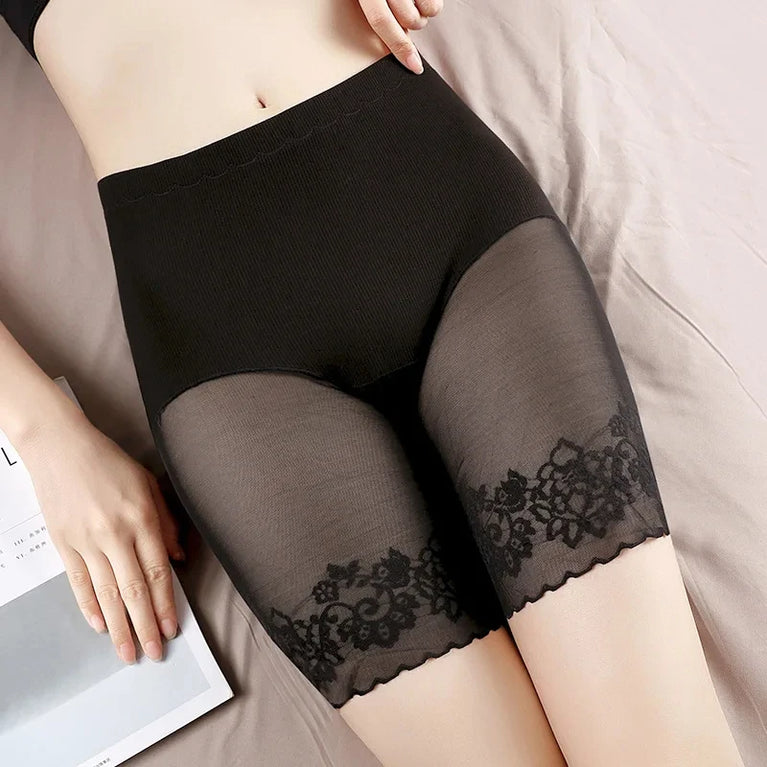 Plus Size Lace Trim Safety Shorts | Anti-Chafing Seamless Underwear