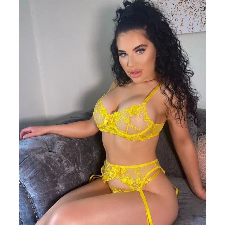 Solid Embroidery Underwire Bra & Brief Set – Sexy Unlined Lingerie