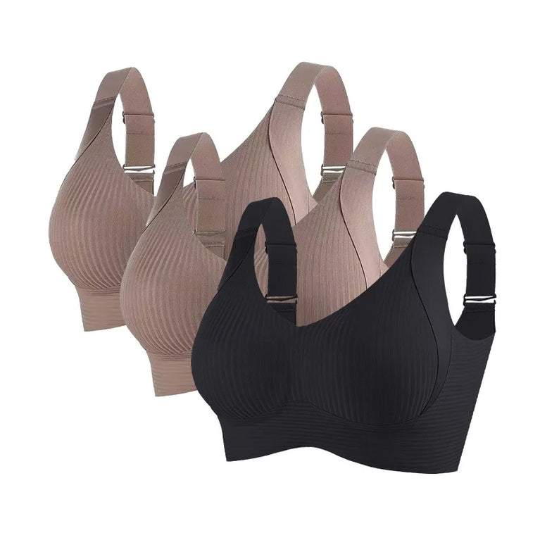 3PCS OllyMurs Push-Up Bra | Seamless V-Neck Wireless Fit