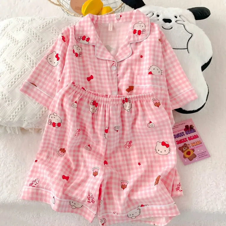 Hello Kitty Anime Pajamas | Cute Short-Sleeve & Shorts Set