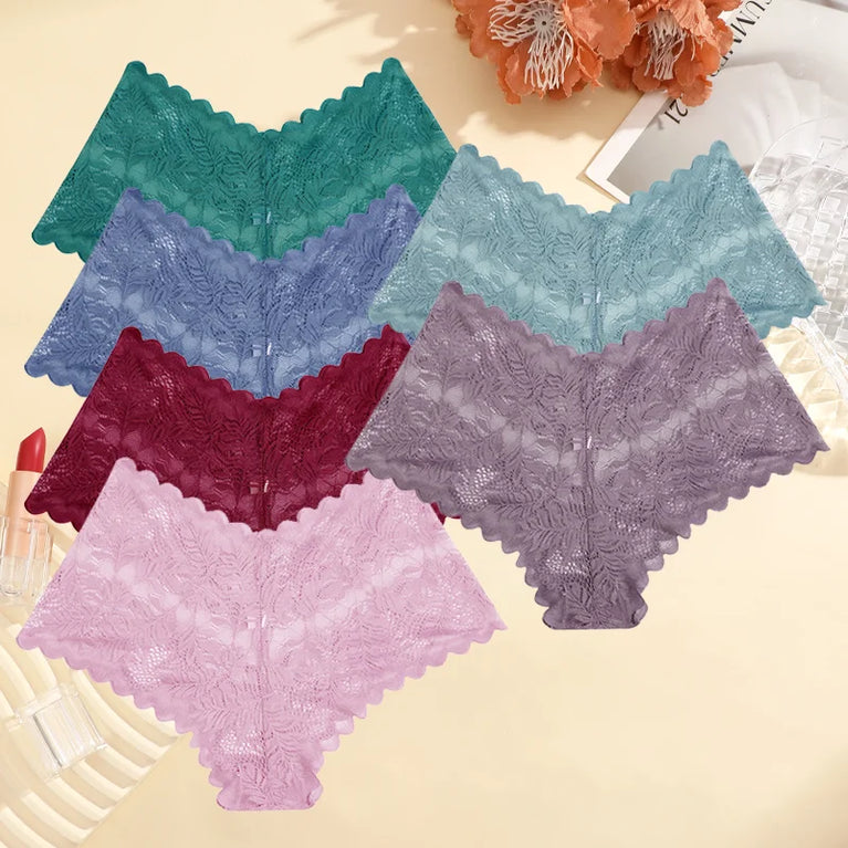 6pc Floral Lace Boyshorts | Sexy Low-Waist Briefs