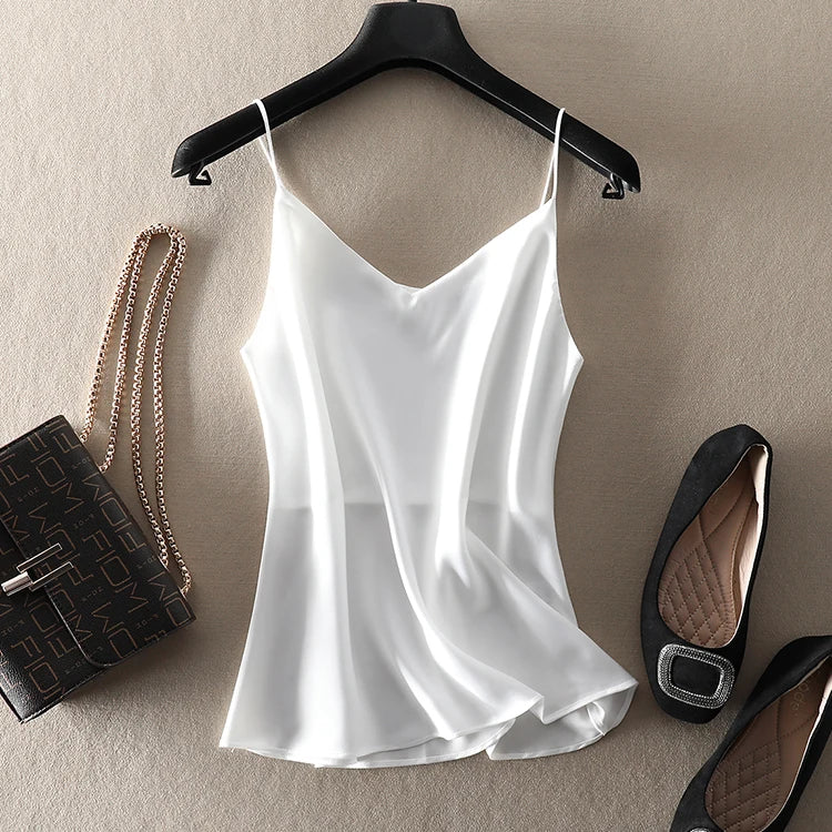 Silk-Satin Summer Camisole | Backless V-Neck Sleeveless Tank