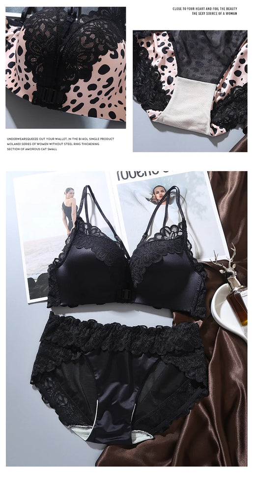 Leopard Print Bra Set | Wireless Push-Up Lingerie